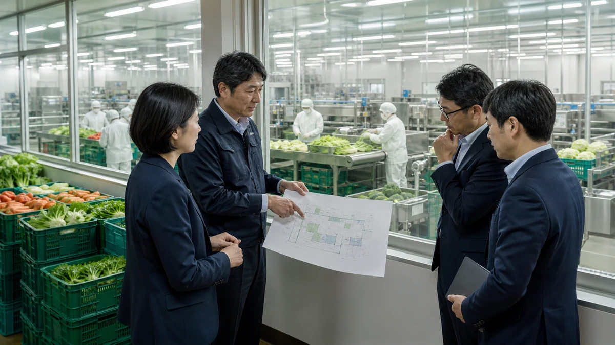 はなまる青果 復興支援ファンド M&A事例を象徴する岡山の青果加工工場と地域金融の協議風景