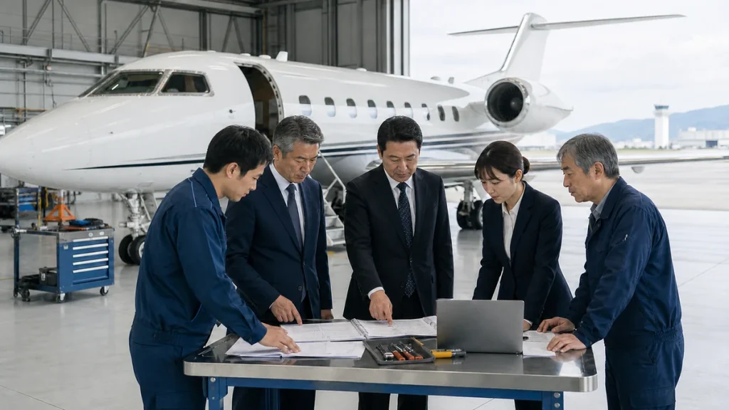 航空運送・航空機整備会社M&Aで格納庫と小型航空機の価値を確認する専門家チーム